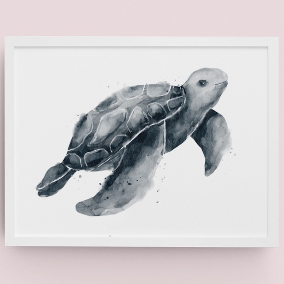Watercolor Wall Art Marine Turtle Portrait Print Poster Unframed - Picture 2 of 10